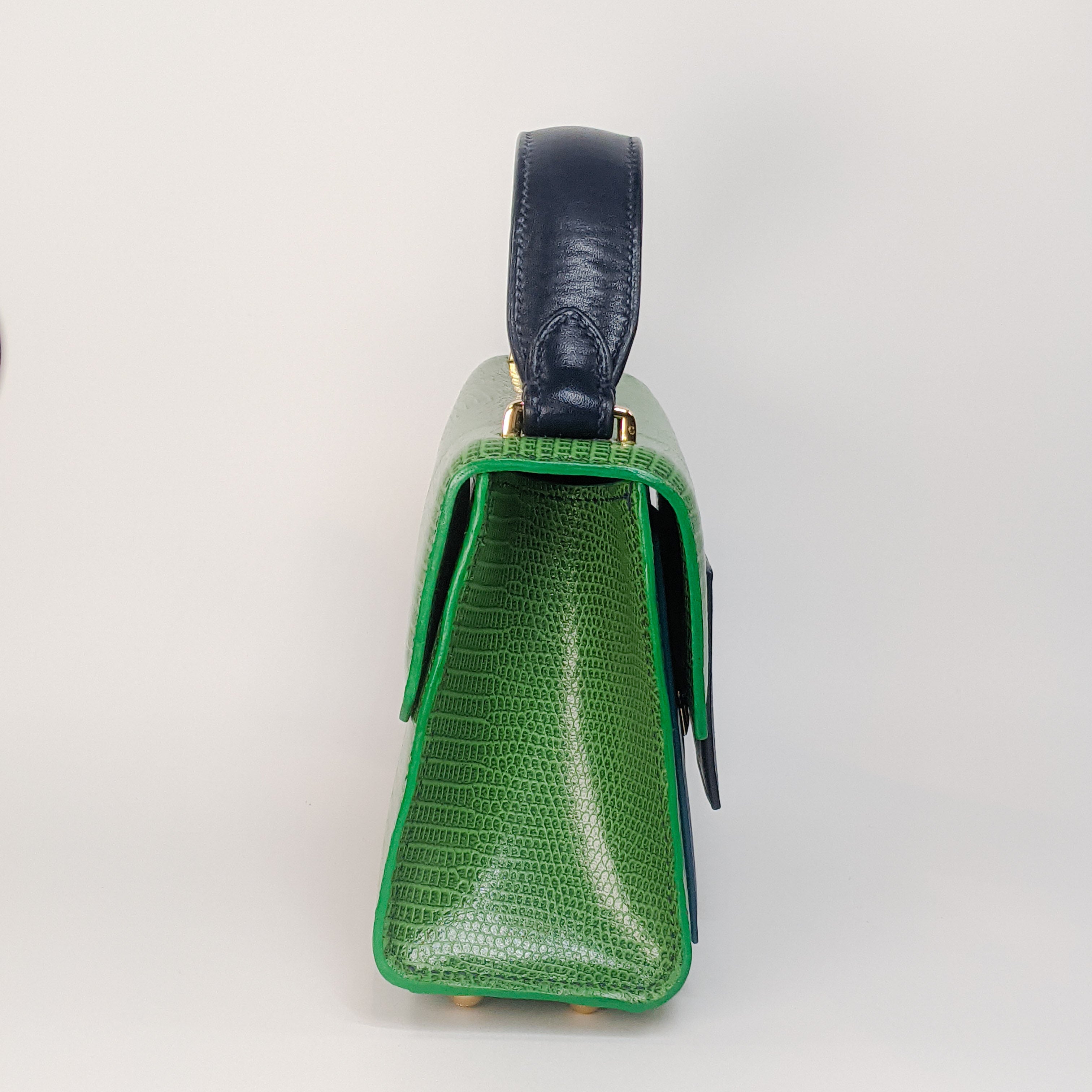 Berry Mini Handbag Green Lizard Embossed by Kubeeka