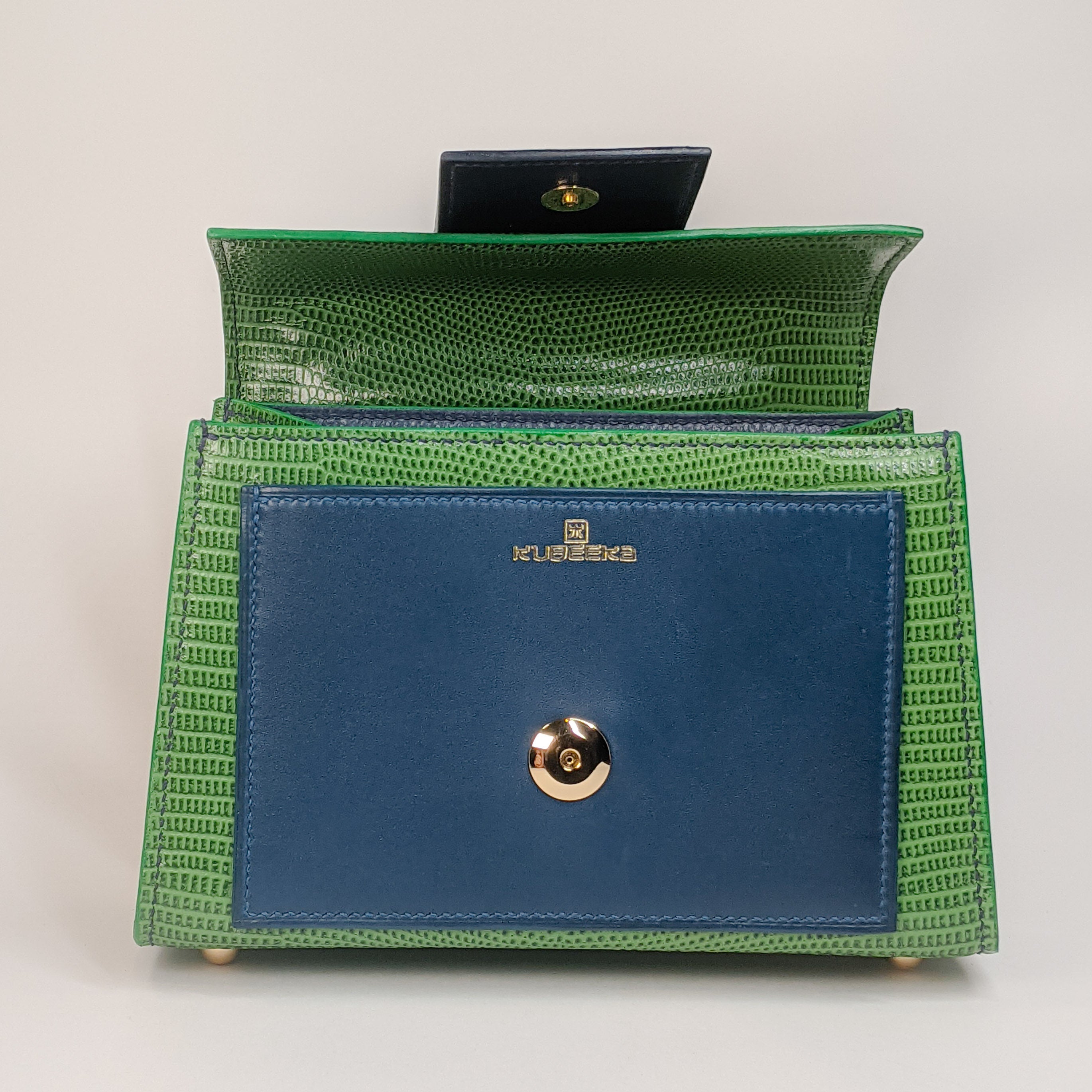Berry Mini Handbag Green Lizard Embossed by Kubeeka