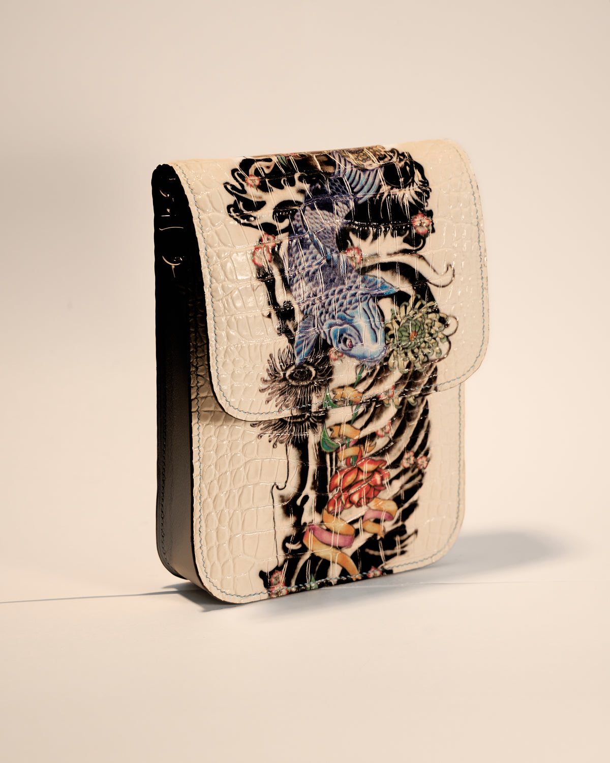 The Saddle Bag by Marina, M.D. Leather Design — hand-painted crocodile-embossed leather bag