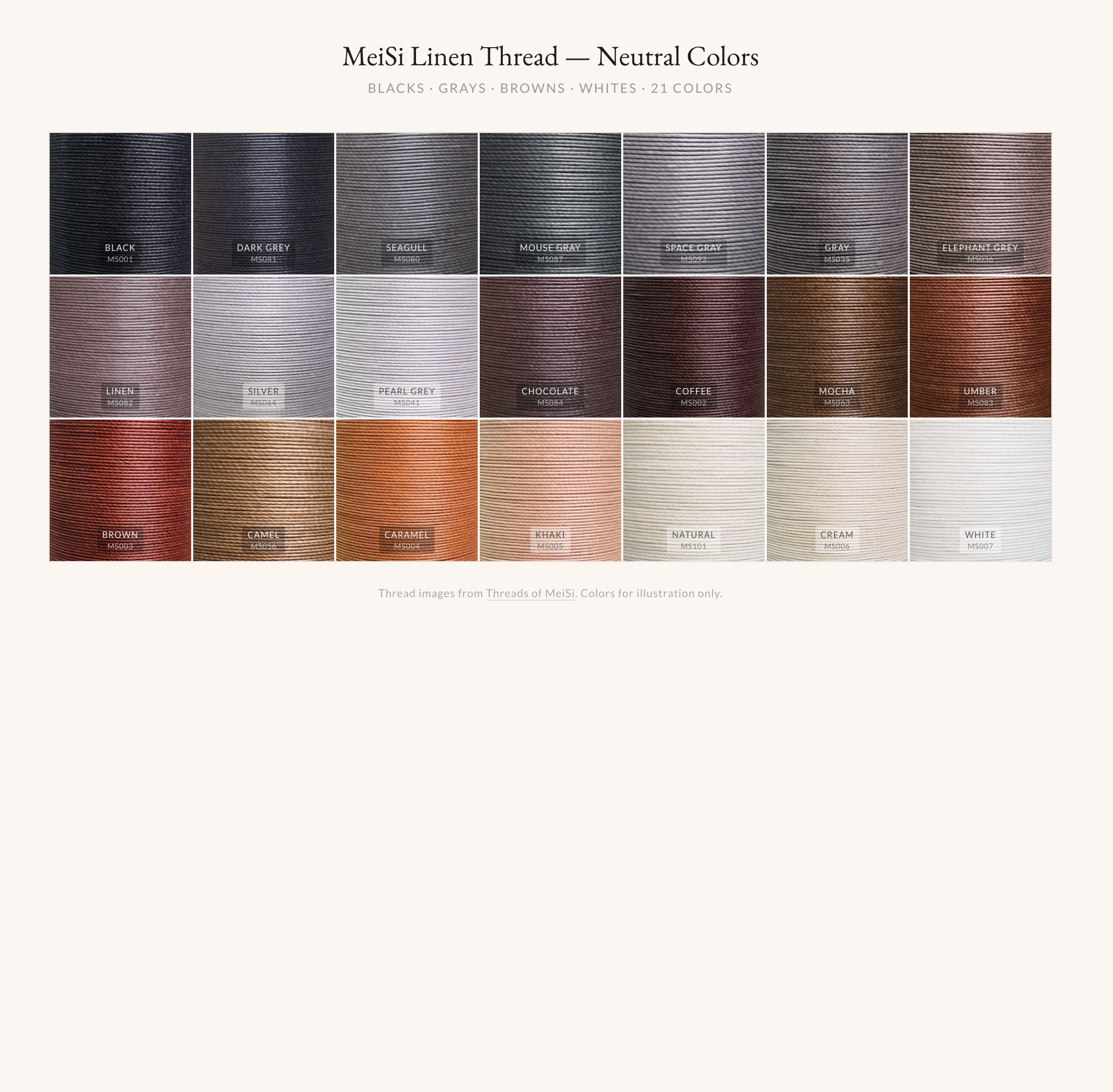 MeiSi Linen Thread Neutral Colors